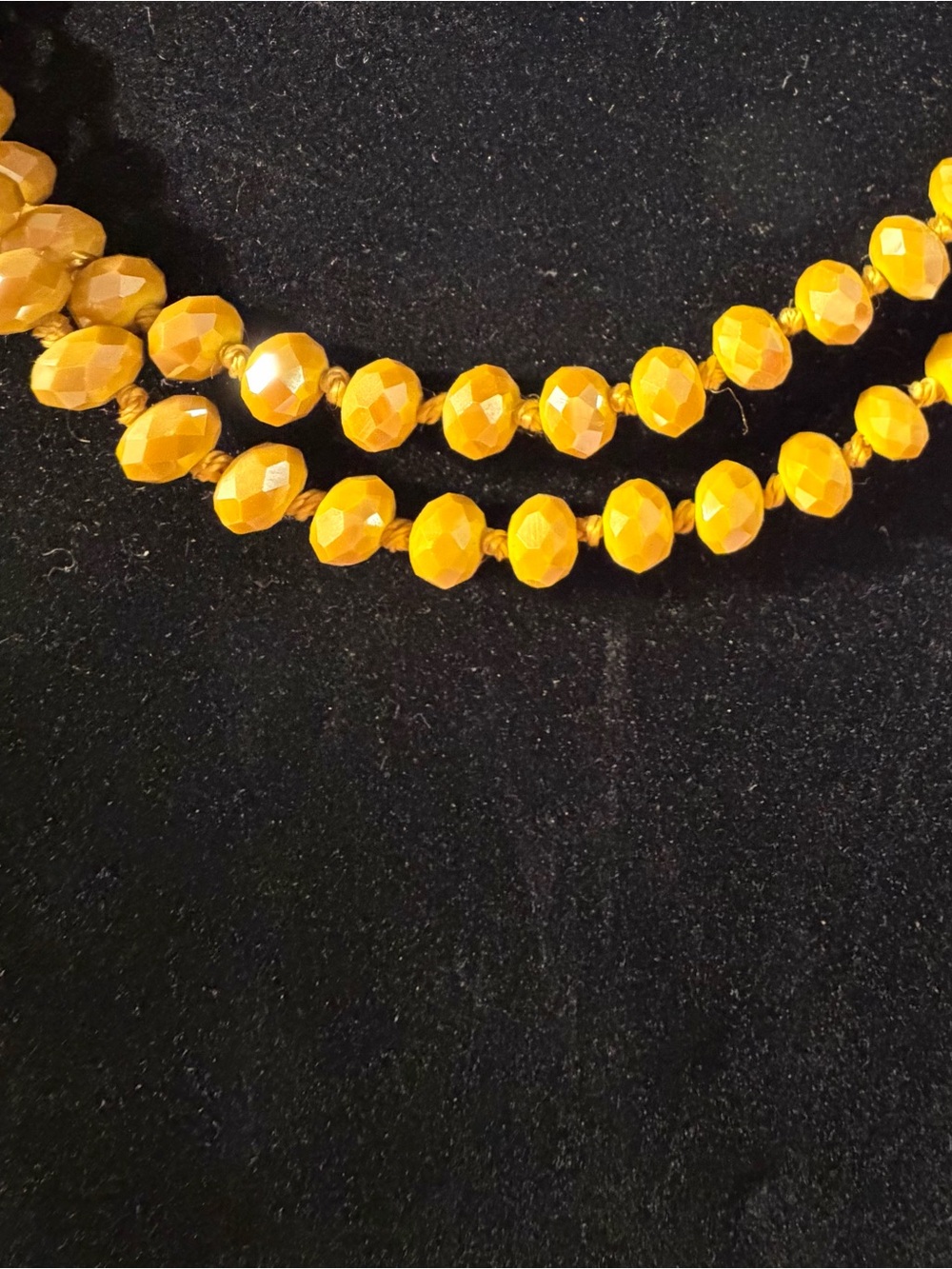 Double-Strand Faceted Yellow Bead Necklace